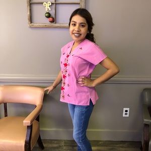 Hand made Embroidered pink blouse